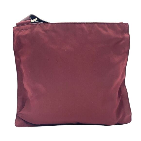 Prada Vela Flat Messenger Bag Triangle Logo Bordeaux Red Nylon Plate - Picture 4 of 14